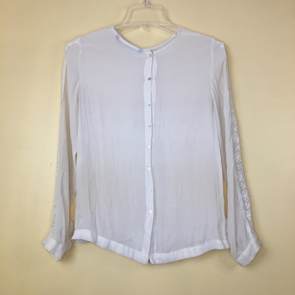 Zara Basics Chiffon & Lace Long Sleeve Blouse XS - Picture 6 of 9